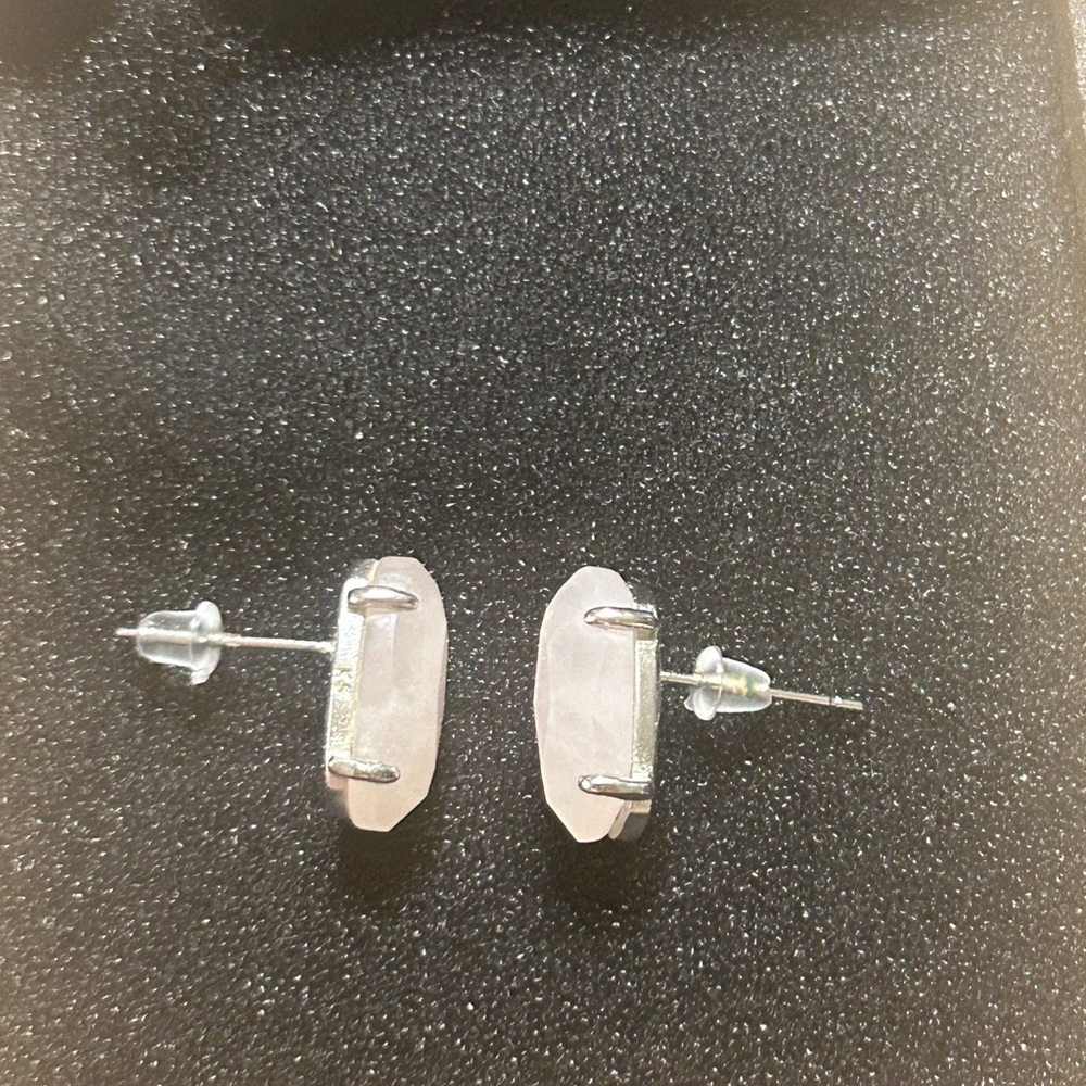 Pink rose quartz Kendra Scott Stone Stud Earrings and necklace set